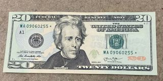 2013 $20 Dollar Bill Star Note ⭐️ Uncirculated Serial Number Ma 09060255