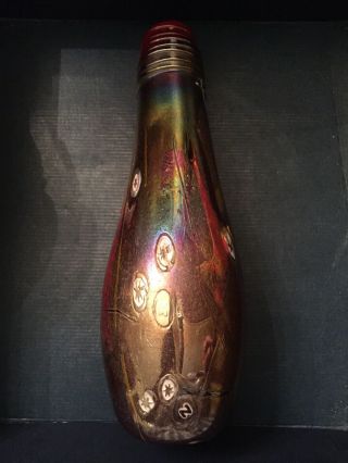 Large Heavy Hand Blown Studio Dichroic Art Glass Vase - Iridescent Eclectic