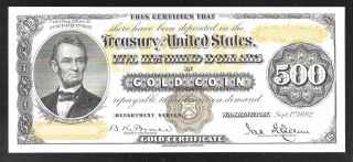 Proof Print By The Bep - Face Of 1882 $500 Gold Certificate (gold Coin Note)