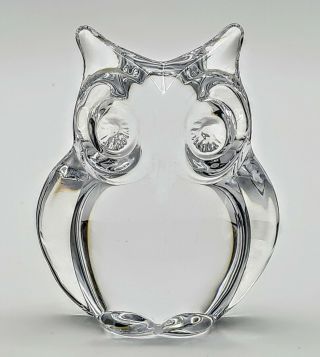 Daum France Crystal Owl Signed Immaculate