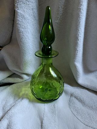 Vintage Teardrop Blenko Decanter Vase Jade Green W/ Stopper