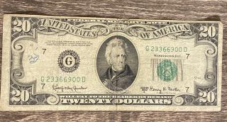 1950 $20 Dollar Federal Reserve Note Bill