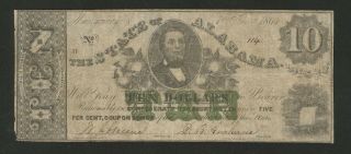 Montgomery Alabama - State Of Alabama - Ten Dollars ($10) - Jan.  1st,  1864