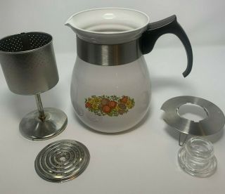 Vintage Corning Ware Stove Top Coffee Pot P - 166 Spice of Life 6 Cup Complete 3