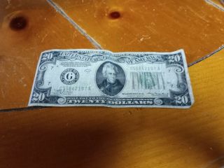 1934 A 20 Dollar Bill In Circulated
