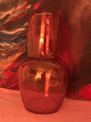 Pink Glass Vintage Glass Night/bedside Water Carafe/decanter