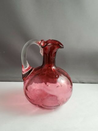 Antique Victorian Hand Blown Glass Small Pitcher Creamer - Syrup