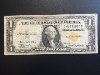 Fr.  2306 $1 Series Of 1935a Silver Certificate North Africa - Yellow Seal Vg