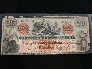 Confederate States Of America 20 Dollar Bill