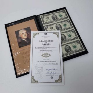 2003 A Us $2 Dollar Uncut Sheet Of 4 Federal Reserve Bank Notes Wcoa Hus97188423