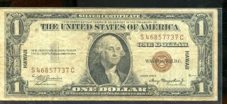 Series Of 1935 A United States Silver Certificate $1 Hawaii Stamped Note Ek304