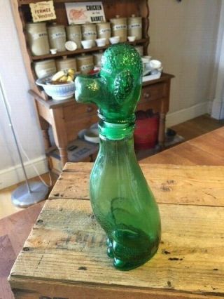 Vintage Small Green Glass Poodle Dog Italian Genie Bottle / Decanter – Retro – 3