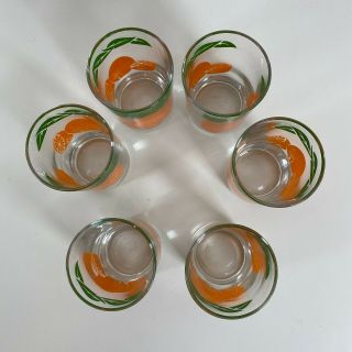 6x Vintage Anchor Hocking Small Orange Juice Glasses Cups Retro Breakfast