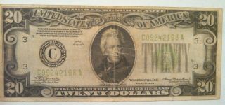 Series 1934 Green Seal Federal Reserve $20 Twenty Pen Pa