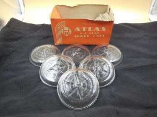 6 Old Stock Hazel Atlas Glass Discs / Lids / Caps For E - Z Seal Mason Jars