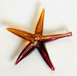 Vtg Mid Century Modern Murano Art Glass Freeform Starfish Paperweight