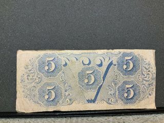 1862 $5 US Confederate States of America Old US Currency Old US Currency 2