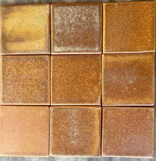 Fulper Glaze Tiles - Copper Dust 4 " X 4 ",  Arts And Craft,  Handmade Ceramic Tile.
