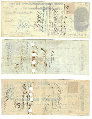 1860s $10,  $20,  $300 QUINCY MINE,  Michigan,  Copper Mining Scrip Set 2
