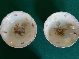 Vintage Schwarzenhammer Bavaria Small Bowls With Flowers 4 3/4 "