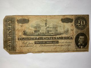 Type 67 Twenty Dollars ($20) February 17th,  1864 - Confederate States Of America