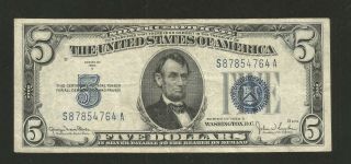 Fr 1654 Five Dollars ($5) Series Of 1934d Silver Certificate Blue Seal