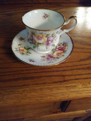 Vintage Rosina Queen Pansy Tea Cup & Saucer Bone China Mother