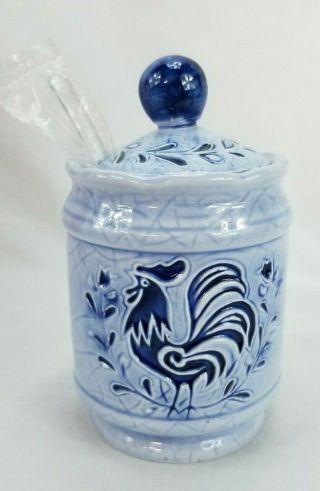 Geo.  Z.  Lefton 4614 Sugar Salt Spice Ceramic Jar Container With Spoon Rooster