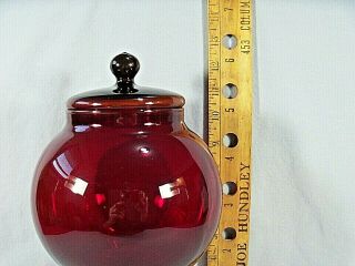 Vintage Large Mid Century Ruby Glass Apothecary Candy Jar With Lid Italy ? 2