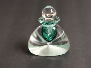 Emil R Cased Emerald Green Studio Hand Blown Art Glass Pinched Scent Bottle Jtm