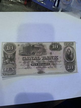 $10 Canal Bank Note Orleans Louisiana Obsolete La 1800 
