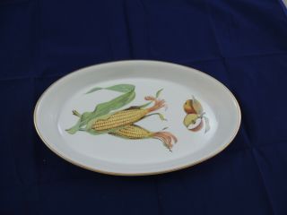 Royal Worcester Porcelain Evesham Gold 12.  5 " Oval Baking Dish Baker Corn Apple