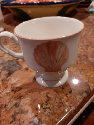 Sangostone Dinnerware Coquille 3664 Pedestal Coffee Cup Mug Sea Shell Stone Ware