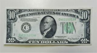 1934 A $10 Federal Reserve Note - Circulated - Serial C48319353 A Crisp