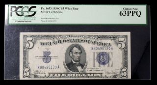 1934 - C Wide Choice 63 Ppq $5 Silver Certificate,  Great Eye Appeal