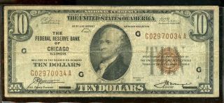 Series Of 1929 U.  S.  National Currency Frbn Chicago,  Illinois $10 Note Ek302