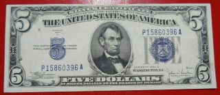 Sharp Au 1934c Five Dollar Silver Certificate $5 Bill Old Currency P15860396a