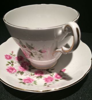 Regency Bone China Pink Rose Teacup And Saucer