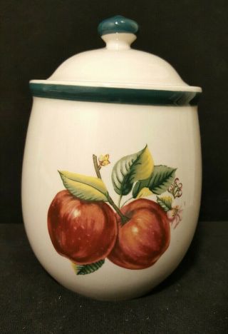 China Pearl Fine Apples Casuals Coffee Tea Canister 5.  5 " Height,  6.  5 " With Lid