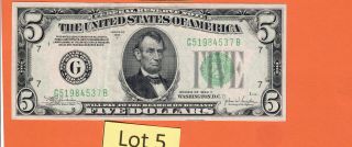 1934 C $5 Five Dollar Federal Reserve Note Green Seal Chicago District