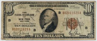 $10 Dollar Federal Reserve Note Series 1929 Federal Reserve Bank Of York Ny
