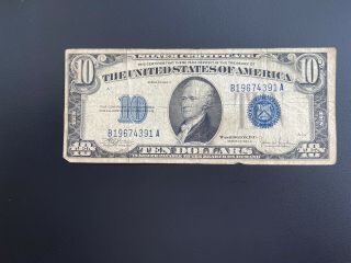 1934 C $10 Silver Certificate Blue Seal Note