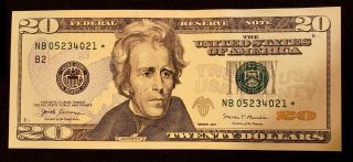 2017 $20 Dollar Star Note Federal Reserve Note Crisp Unc