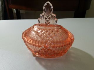 Vintage Pink Depression Glass Candy/trinket Dish With Lid
