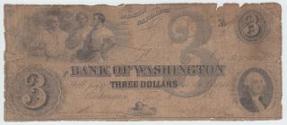 Bank Of Washington North Carolina Nc Obsolete Bank Note $3 Dollars