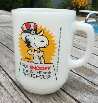 Vintage Fireking Put Snoopy In The White House D Handle Coffeed Cup No 3 [look]