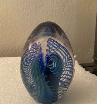 Vintage Robert Eickholt Art Glass Paperweight Iridescent 1987 Signed
