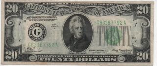 Series 1934 A Green Seal Federal Reserve $20 Twenty Dollars Note