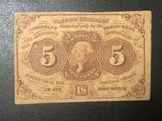 1862 Usa Fractional Paper Money - 5 Cents Banknote