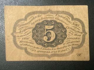 1862 USA FRACTIONAL PAPER MONEY - 5 CENTS BANKNOTE 2